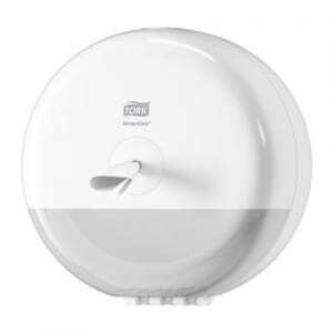 Distribuidor de Papel Higiénico Mini Tork SmartOne® Blanco - Distribución de hoja a hoja eficiente para baños profesionales.