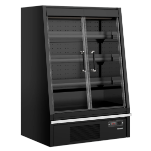 Vitrine Réfrigérée Basse Supermarché avec 2 Portes Noir - 270 L