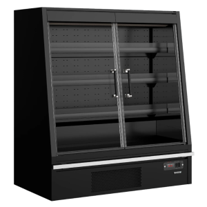 Vitrina Refrigerada Baja Supermercado con 2 Puertas Negra - 360 L