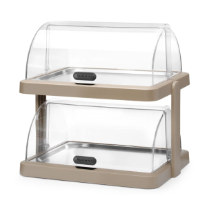 Vitrine Buffet con Tapa Deslizante UNIQ - 2 Bandejas - Beige - HENDI