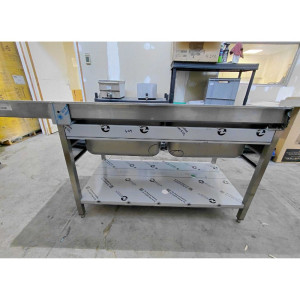 Fregadero de 2 Cubetas con Paso Lavavajillas y Escurridor a la Derecha - 2000 x 700 mm