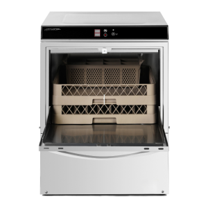 Lavavajillas Profesional con Dosificador de Líquido de Enjuague y Detergente y Bomba de Drenaje - 50 x 50 cm - Dynasteel