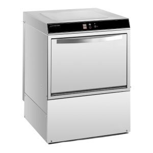 Lavavajillas Profesional con Dosificador de Líquido de Enjuague y Detergente y Bomba de Drenaje - 50 x 50 cm - Dynasteel