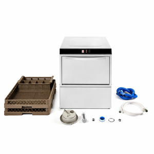 Lavavajillas Profesional con Dosificador de Líquido de Enjuague y Detergente y Bomba de Drenaje - 50 x 50 cm - Dynasteel