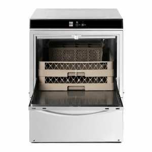 Lavavajillas Profesional con Dosificador de Líquido de Enjuague y Detergente y Bomba de Drenaje - 50 x 50 cm - Dynasteel