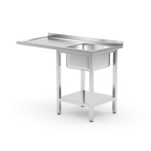 Table de Chargement pour Lave-vaisselle avec Évier à Droite et Étagère - HENDI