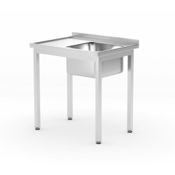 Plonge 1 Basin on the Right Profi Line with Shelf - D 600 x W 800 mm - HENDI
