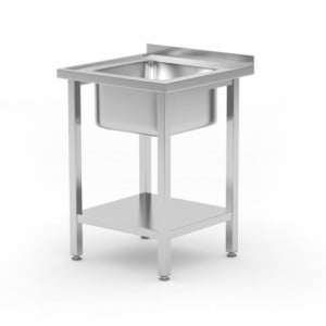 Sink 1 Basin in the Middle Kitchen Line with Shelf - D 600 x W 600 mm - HENDI