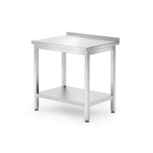 Wall-Mounted Work Table Kitchen Line with Shelf - D 600 x W 800 mm - HENDI