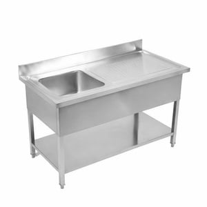 Plonge 1 Bac avec Dosseret et Etagère - L 1000 x P 700 mm - Dynasteel