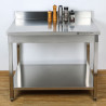 Mesa Inox 1600x700 mm Respaldo y Estante Inferior