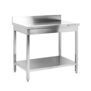 Mesa de Inox Dynasteel con Respaldo y Estante - Robusta y funcional