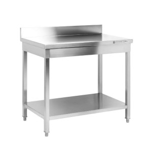 Mesa Inox 1600x700 mm Respaldo y Estante Inferior
