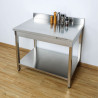 Mesa Inox 1600x600 mm Respaldo y Estante Bajo