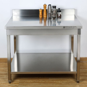 Mesa Inox 1600x600 mm Respaldo y Estante Bajo