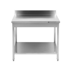 Mesa Inox 1400x700 mm Respaldo y Estante Inferior