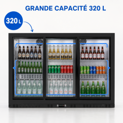 Bar Trasero Refrigerado 320 L 3 Puertas de Vidrio Deslizantes