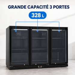 Bar Trasero Refrigerado 328 L 3 Puertas de Vidrio Negro