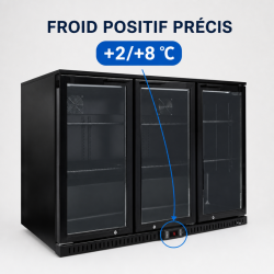 Bar Trasero Refrigerado 328 L 3 Puertas de Vidrio Negro