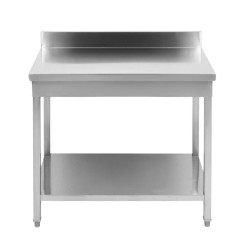 Mesa Inox 1400x700 mm Respaldo y Estante Inferior