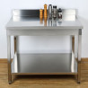 Mesa Inox 1400x700 mm Respaldo y Estante Inferior
