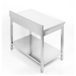 Mesa Inox 1400x700 mm Respaldo y Estante Inferior