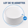 Plato Redondo Melamina Ø 17,7 cm Blanco - Lote de 10