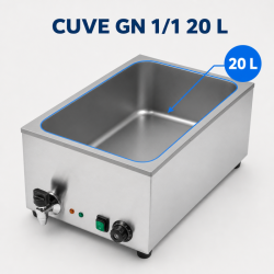 Bain-Marie Pro GN 1/1 20 L 1200 W Inox con Drenaje