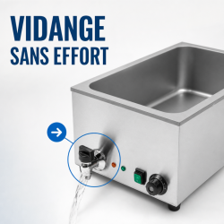 Bain-Marie Pro GN 1/1 20 L 1200 W Inox con Drenaje
