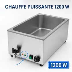 Bain-Marie Pro GN 1/1 20 L 1200 W Inox con Drenaje