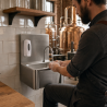Stainless Steel Hand Wash with Knee Operated Control, Backsplash, and Soap
