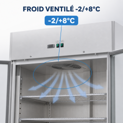 Armario Refrigerado Positivo 1400 L 2 Puertas de Vidrio GN 2/1