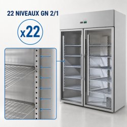 Armario Refrigerado Positivo 1400 L 2 Puertas de Vidrio GN 2/1
