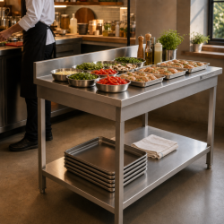 Stainless Steel Table 1000x600 mm Backsplash and Lower Shelf