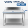 Mesa Inox 1000x600 mm Respaldo y Estante Inferior