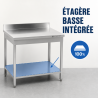 Mesa Inox 1000x600 mm Respaldo y Estante Inferior