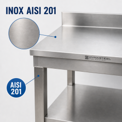 Stainless Steel Table 1000x600 mm Backsplash and Lower Shelf
