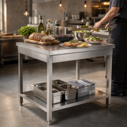 Mesa Inox 800x600 mm con Estante Inferior — Pro