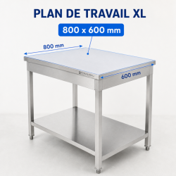 Mesa Inox 800x600 mm con Estante Inferior — Pro