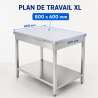 Mesa Inox 800x600 mm con Estante Inferior — Pro