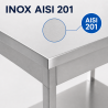 Mesa Inox 800x600 mm con Estante Inferior — Pro