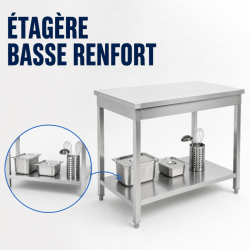 Mesa Inox 800x600 mm con Estante Inferior — Pro