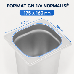 Bac Gastro GN 1/6 Inox Profundidad 200 mm - 3,4 L