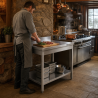 Mesa Inox 800x700 mm Respaldo y Estante Inferior