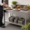 Mesa Inox 800x700 mm Respaldo y Estante Inferior