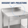 Mesa Inox 800x700 mm Respaldo y Estante Inferior