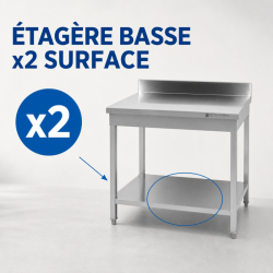 Mesa Inox 800x700 mm Respaldo y Estante Inferior