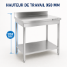 Mesa Inox 800x700 mm Respaldo y Estante Inferior