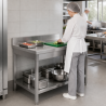Mesa Inox 1400x700 mm Respaldo y Estante Inferior