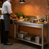 Mesa Inox 1400x700 mm Respaldo y Estante Inferior